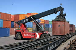 container op trein gezet